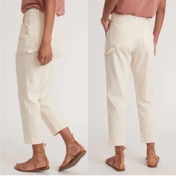 Marine Layer Maya Slim Straight Utility Pant Size 12 Antique White EUC - Picture 1 of 10